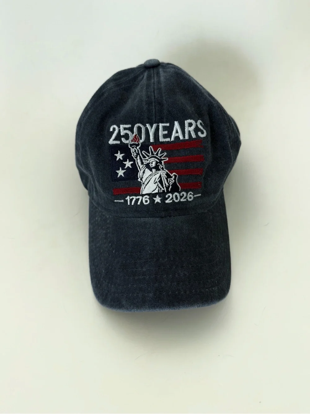 New 250 Years Statue of Liberty Embroidered Baseball Cap - Navy